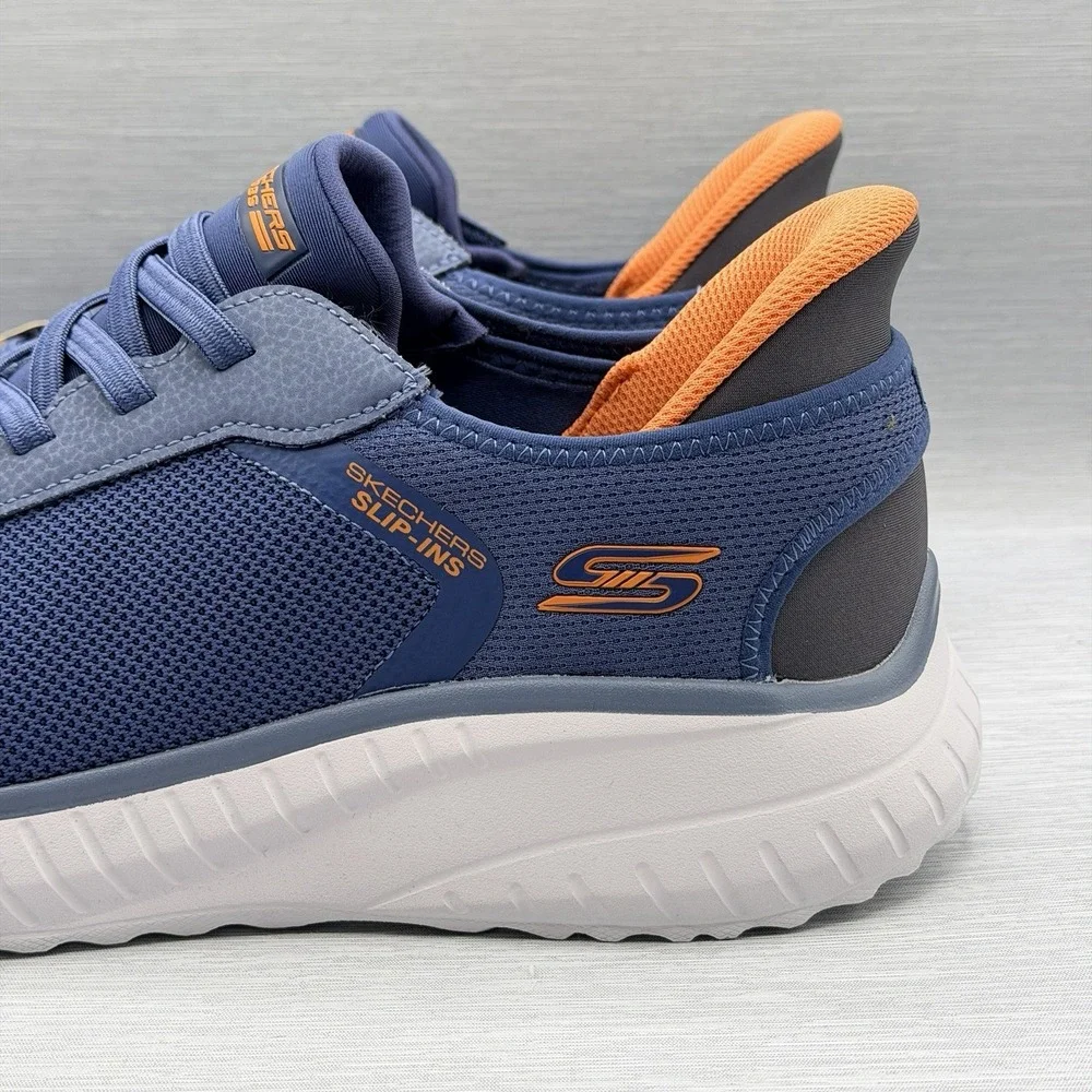 Skechers Slip Ins Men's 10 Sneakers Navy Blue Bobs Breathable Comfort 118311